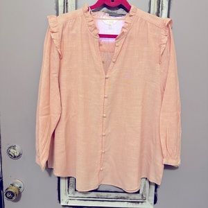 🎀LC Lauren Conrad Pinstripe Ruffle Blouse🎀